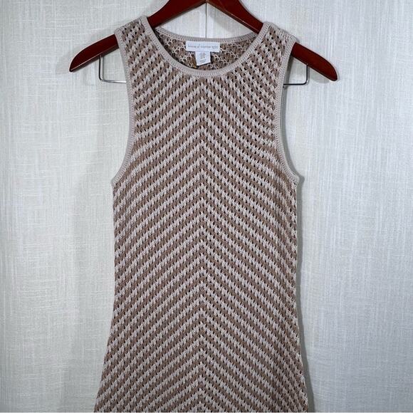 House Of Harlow 1960 NWT Chevron Crochet Knit Ivory Khaki Maxi Dress Size M - Picture 4 of 12